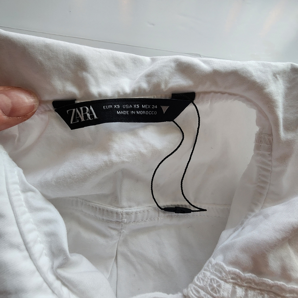 Zara White Blouse with Unique Collar - Picture 3 of 10